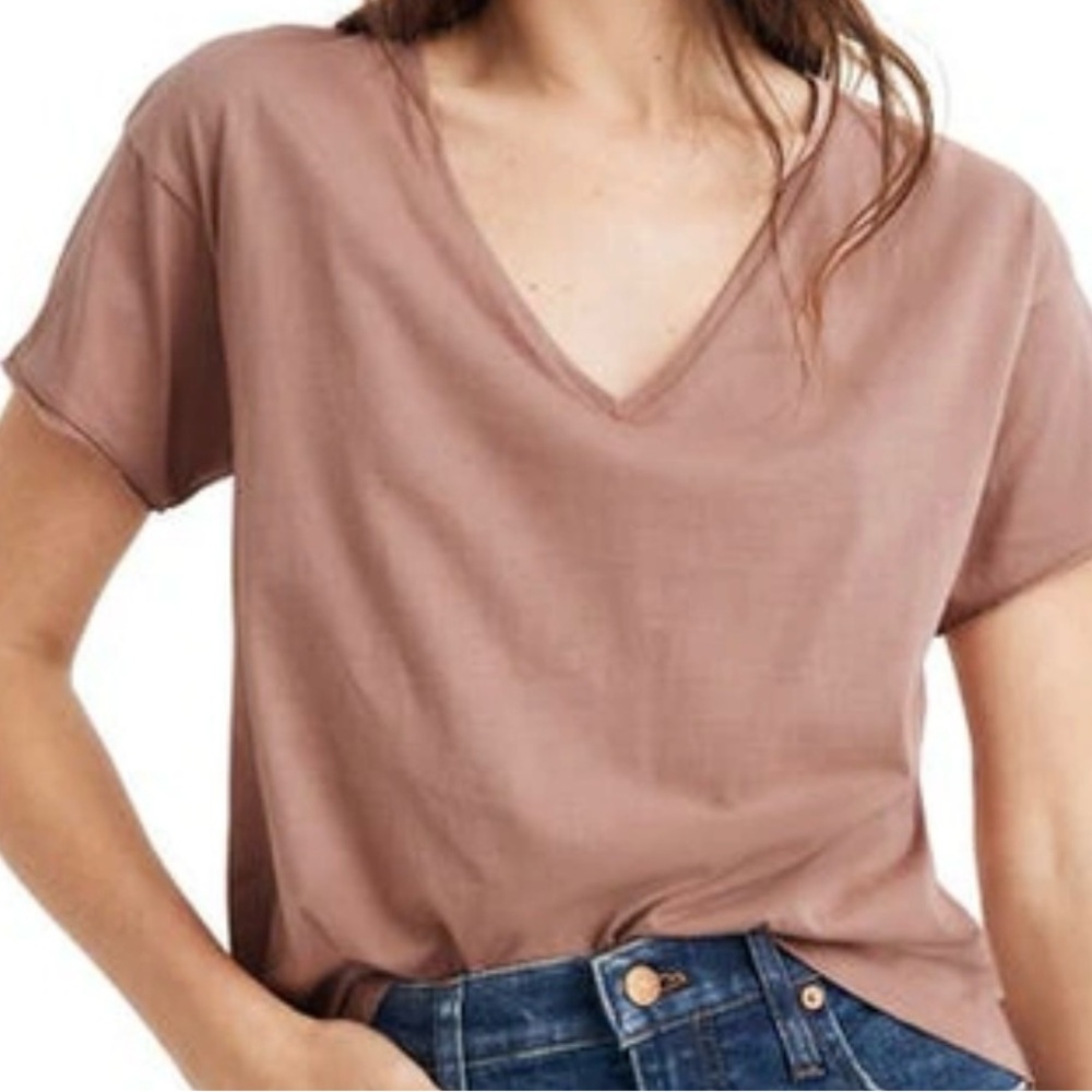 Madewell Faded Rosebud Cotton V-Neck Women's Top Small
